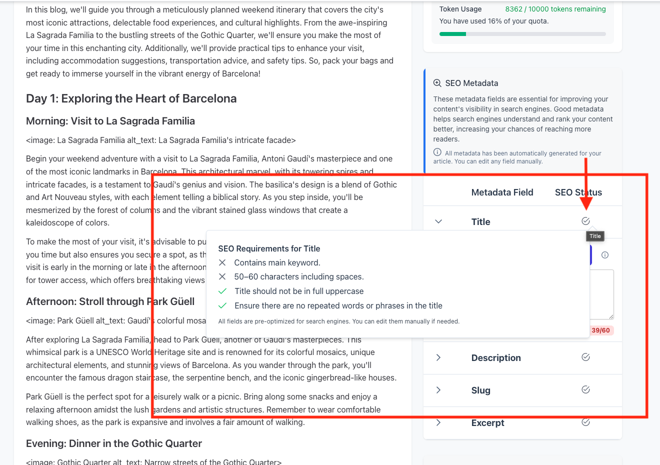 Ttulo en la seccin de metadata